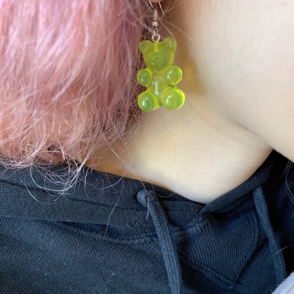 ✨ Handmade Lime Gummy Bear Earrings ✨ - Picture 4 of 4